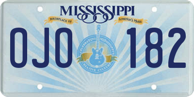 MS license plate OJO182