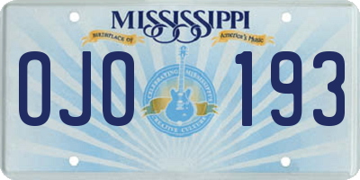 MS license plate OJO193