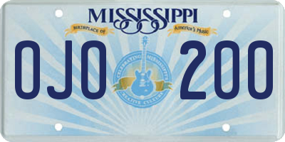 MS license plate OJO200