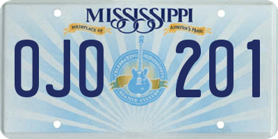 MS license plate OJO201