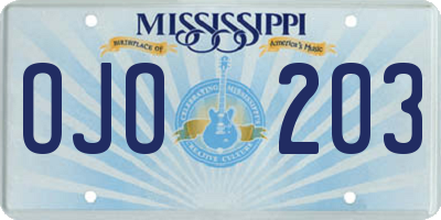 MS license plate OJO203
