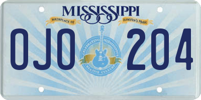 MS license plate OJO204