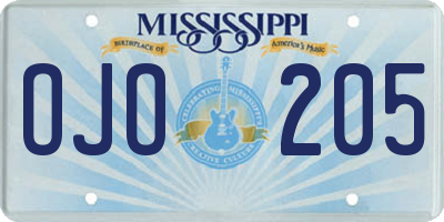MS license plate OJO205