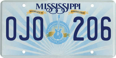 MS license plate OJO206