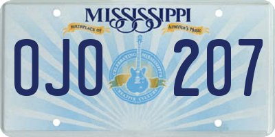 MS license plate OJO207