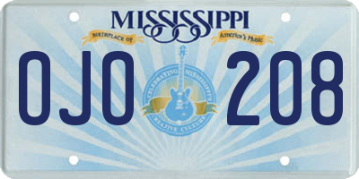 MS license plate OJO208