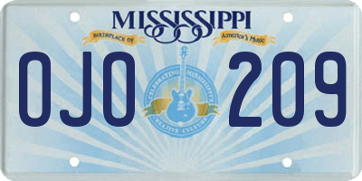MS license plate OJO209