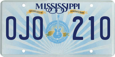 MS license plate OJO210