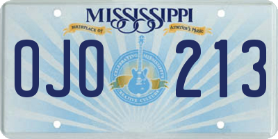 MS license plate OJO213