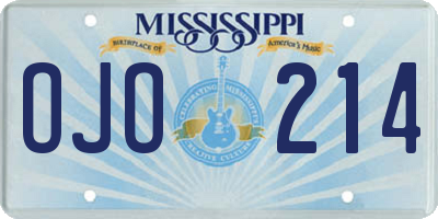 MS license plate OJO214