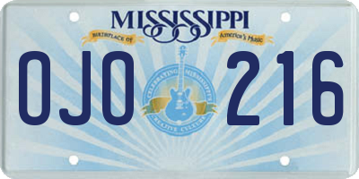 MS license plate OJO216