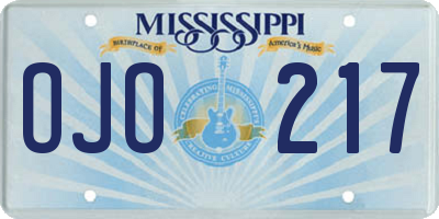MS license plate OJO217