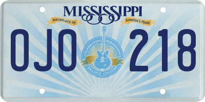 MS license plate OJO218