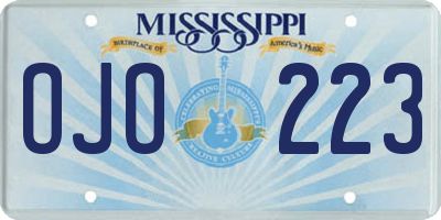 MS license plate OJO223