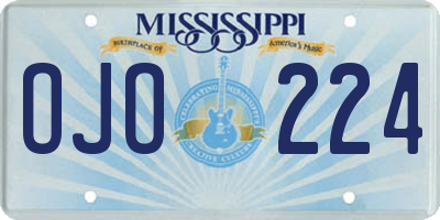 MS license plate OJO224