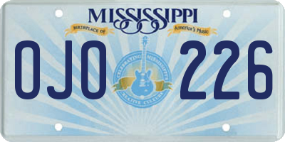 MS license plate OJO226