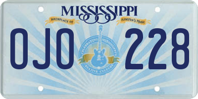 MS license plate OJO228