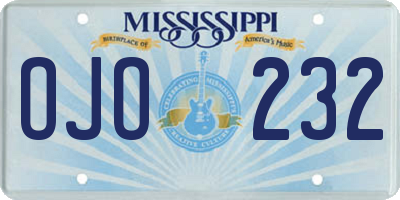 MS license plate OJO232
