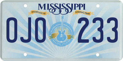 MS license plate OJO233