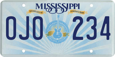 MS license plate OJO234