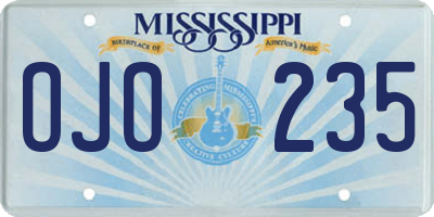 MS license plate OJO235