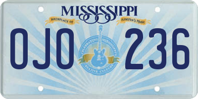 MS license plate OJO236