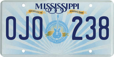 MS license plate OJO238
