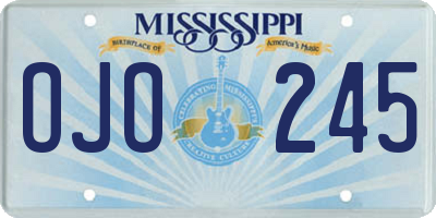 MS license plate OJO245