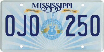 MS license plate OJO250