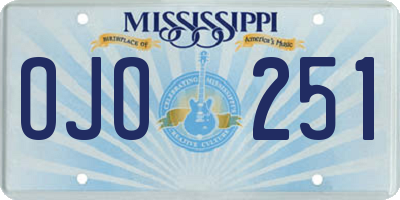 MS license plate OJO251