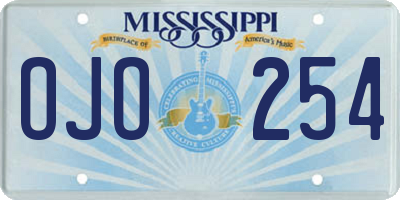 MS license plate OJO254