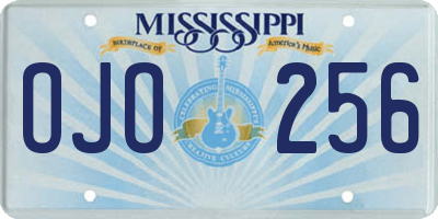 MS license plate OJO256