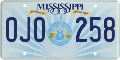 MS license plate OJO258