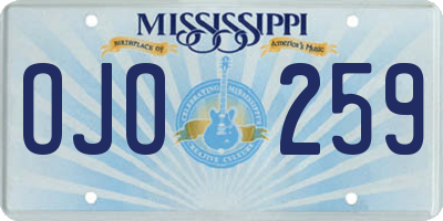 MS license plate OJO259