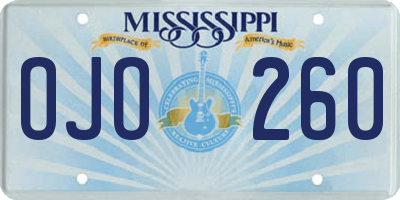 MS license plate OJO260