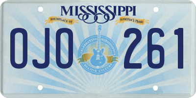 MS license plate OJO261