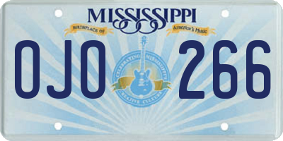 MS license plate OJO266