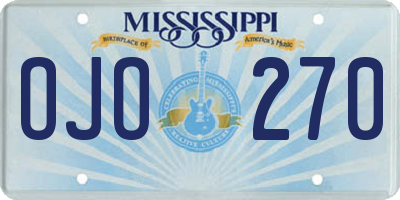 MS license plate OJO270