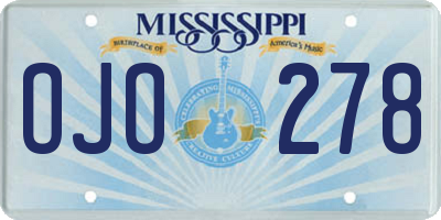 MS license plate OJO278