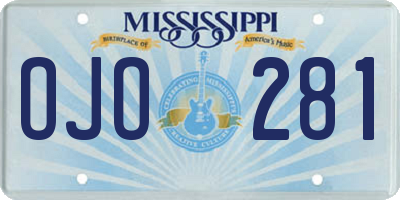 MS license plate OJO281