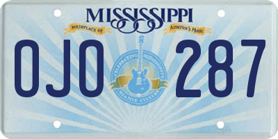 MS license plate OJO287
