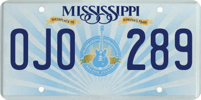 MS license plate OJO289