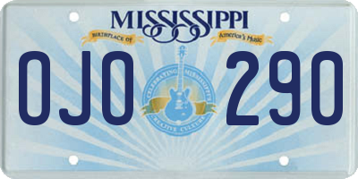 MS license plate OJO290