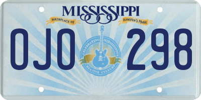MS license plate OJO298