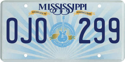 MS license plate OJO299