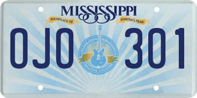 MS license plate OJO301