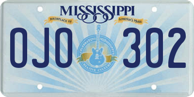 MS license plate OJO302