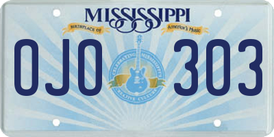 MS license plate OJO303