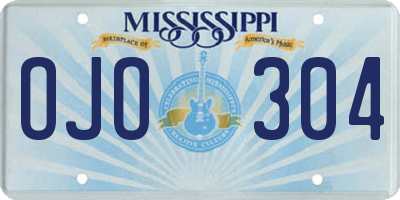 MS license plate OJO304