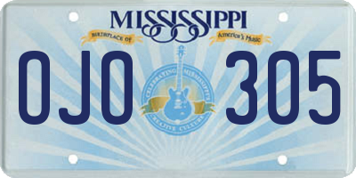 MS license plate OJO305